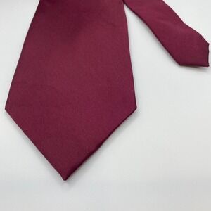 Biagio Collection Necktie Mens OS Burgundy Solid 100% Silk Handmade Satin Finish
